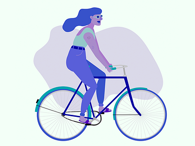 Bikergirl bicycle biker flatdesign illustration illustrator purple