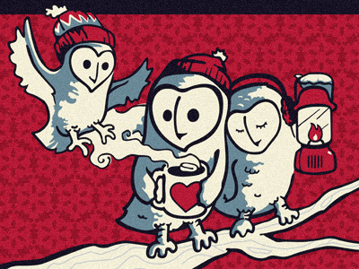 Owls +1 christmas holiday illustration illustrator owl poster