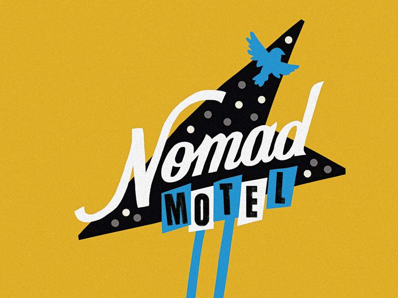 Nomad cut paper theater papercut hotel motel sign illustrator illustration