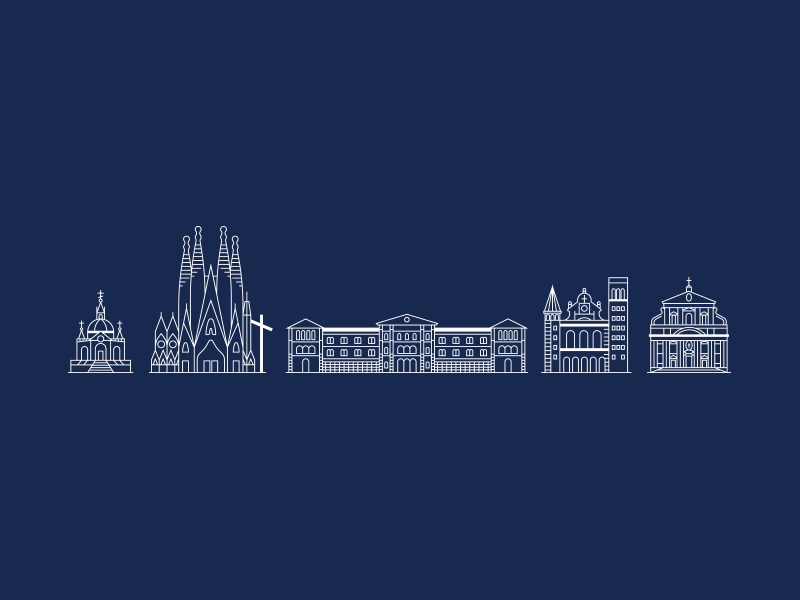 Shrine & Abbey & Chapel & etc building architecture religion church illustration logo