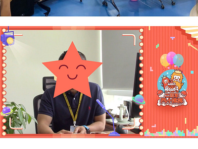 Video production of the company's birthday party design icon illustration