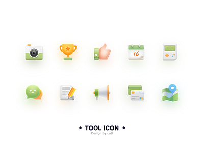 Tool icons camera credit card game green icon logo map news notepad trophy ui yellow