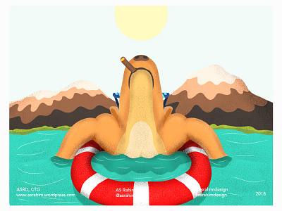 Chilling 2 - SmartPhone Art (Sketchbook) art cartoon cartoon character cartoon illustration character characterdesign design drawign flat flat illustration flatdesign illustration mountain summer sun water