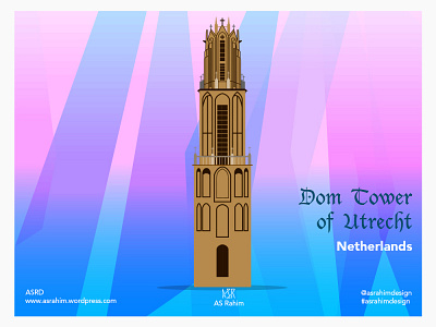 Dom Tower of Utrecht - Flat Illustration by ASR DESIGN christianity church cross dutch flat flat art flat illustrations illustration landmark logo netherlands tower