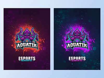 Poster Design For Aquatik Esports esport gamer gaming graphic design nerd poster poster design splatter sports branding underwater water