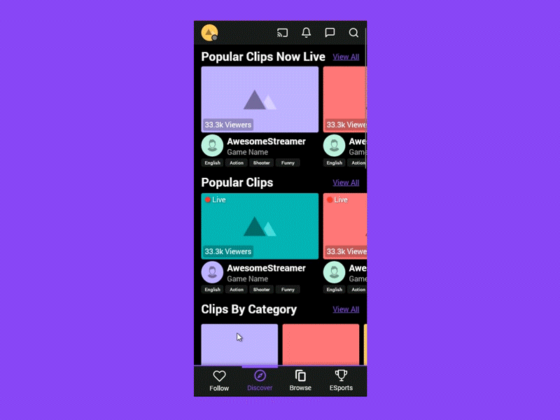 Re thinking the UX of the Twitch App concept work digital exploration mobile redesign streaming twitch ui user flow wireframe wireframe design