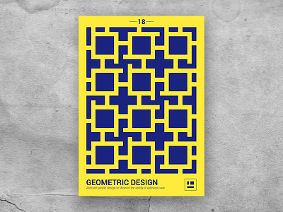 Geometric shape poster 18 blue color craft creative market design digital flat geometric illustration paper pattern poster shape shapes yellow