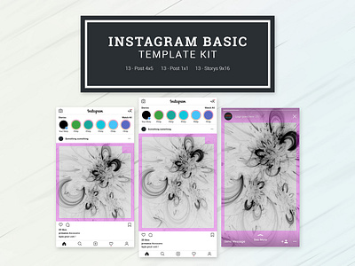 Instagram Basic Template Kit instagram instagram ads instagram banner instagram blogger template kit typography typography design typogrpahy