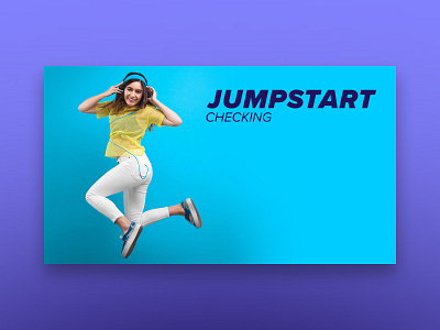 Jumpstart Checking - Visual brand design bright checking colorful credit union identity design jump jumpstart motion start visual