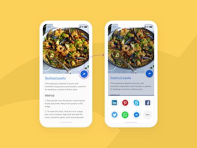 Social Share 100dayui dailyui food food app iphone design mobile ui share social social share social sharing ui trend uiandux