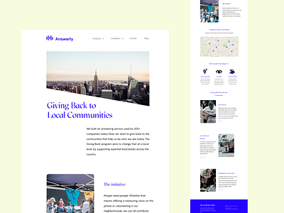 Answerly Giving Back Landing Page