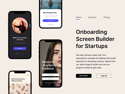 Onboarding Screen Builder banglore landing page landing page design landing page ui minimal mumbai onboarding onboarding screen onboarding ui ui website