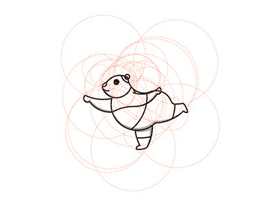 Wireframe of Yoga panda logo animal cue exercise golden ration grid logo panda yoga