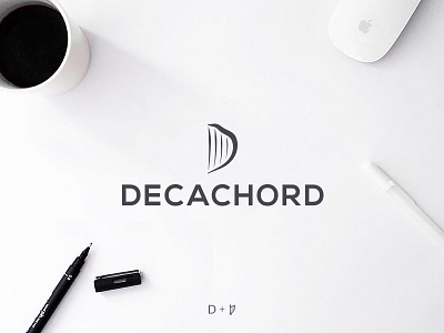 Decachord Logo clean concept conceptual harp logo modern typography vina word logo wordmark