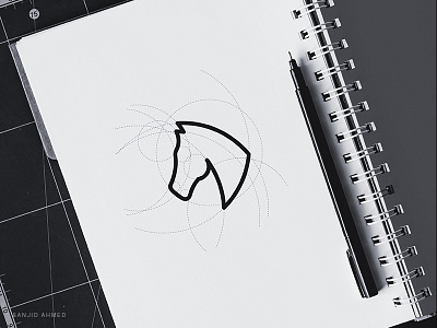 Horse mark animal creative golden ration horse logo logotype mark. minimal simple
