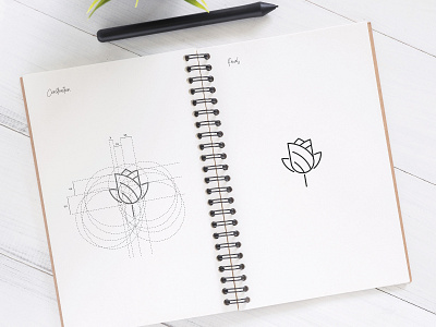 Tulip clean concept flower logo modern mono line monogram tulip