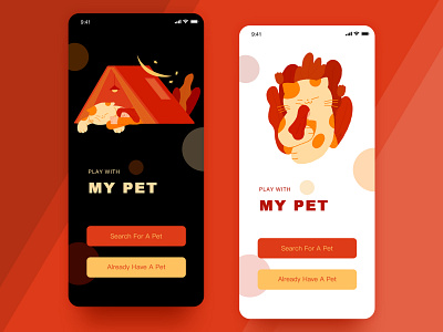 Do you have a pet ? animals cat design drawing flat flora flower girl hug illustration moon orange painting pet plants red sleep stars woman yellow