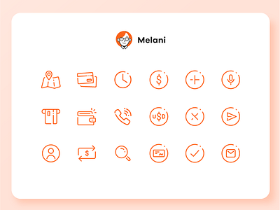 Melani - Online Banking Chatbot - Icon set app concept design diseño gráfico graphic design hackaton icon iconography online banking uba user experience design user interface design