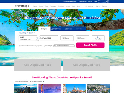 Travell Landing page adobe photoshop ui ux