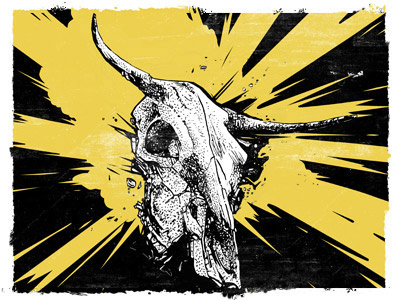 Cow Skull cow desert silkscreen skeleton skull