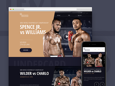 ITV Box Office boxing card carousel dark landing page promo layout packages sport website video