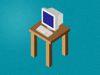 isodesk computer desk icon isometric perspective wood wooden