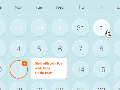 Calendar blue calendar circular days helvetica minimal numbers orange radius source sans tooltip ui