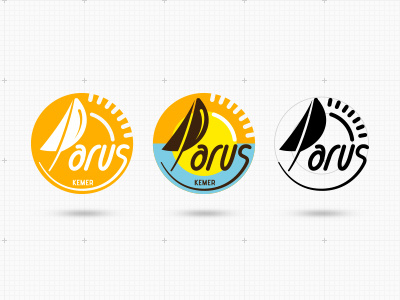 Parus Logo circular colorful design handwritten hotel logo sail sailing sea summer variations