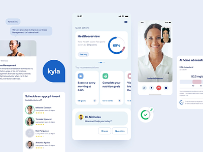 Kyla - Goals Achievement animation app chat components design agency flat healthcare interactive medical minimal mobile native personalised principle saas trending ui