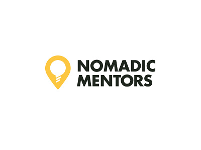 Nomadic Mentors Logo bulb guide idea logo map mentorship nomad pin travel