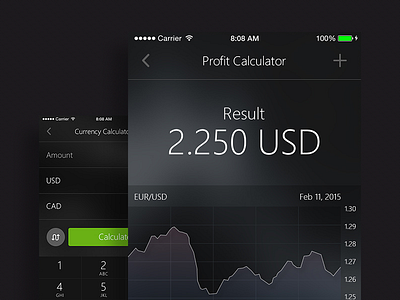 Profit calculator app banking calculator dark dashboard finance flat ios mobile psd sketch ui