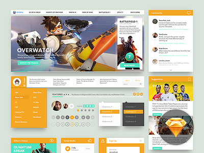 Freebie Sketch: Gaming Ui Kit button dashboard desktop gaming login menu navigation profile sketchapp ui kit