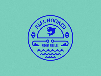Fishing Reels-2 animal fish line logo pastel retro sea shopping solid stamp wave