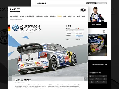 WRC-Teams Web Layout app bio car ipad personal rally sketch sports tablet transportation ui vehicle