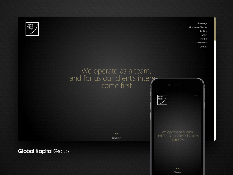 Desktop & Mobil layouts banking company dark finance fintech london onepage parallax sketch ui web