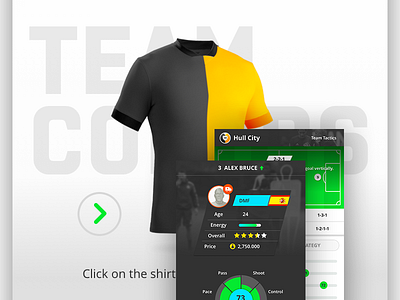 Touch Soccer Screens customize game iphone jersey mobile sketchapp soccer sports ui unity