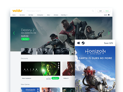 Voidu Redesign-Landing Page bootstrap buy ecommerce gaming landing mobile pc responsive sketch ui