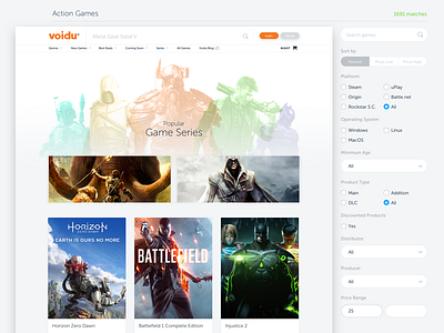 Voidu Redesign-Game Series bootstrap buy ecommerce gaming landing mobile pc responsive sketch ui