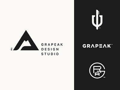 Grapeak Design Studio Logo Explorations black butique custom logo logotype minimal monogram mountain peak print symbol typography