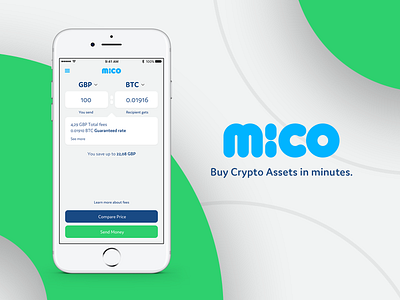 Mico App appdesign banking bitcoin currency exchange fancy screen smart transfer