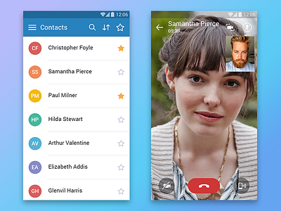 Video Call Android App android call contacts files list material design video