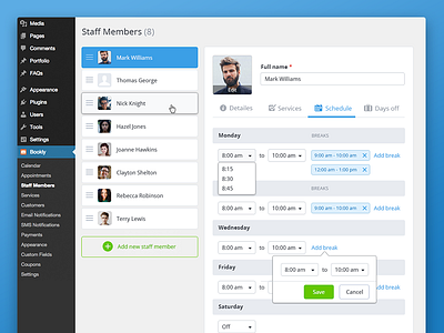 Bookly Admin Panel