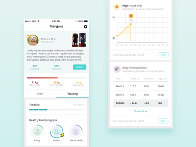Twinbody Premium flat ui graph ios iphone mobile social app tracking ui user inteface ux