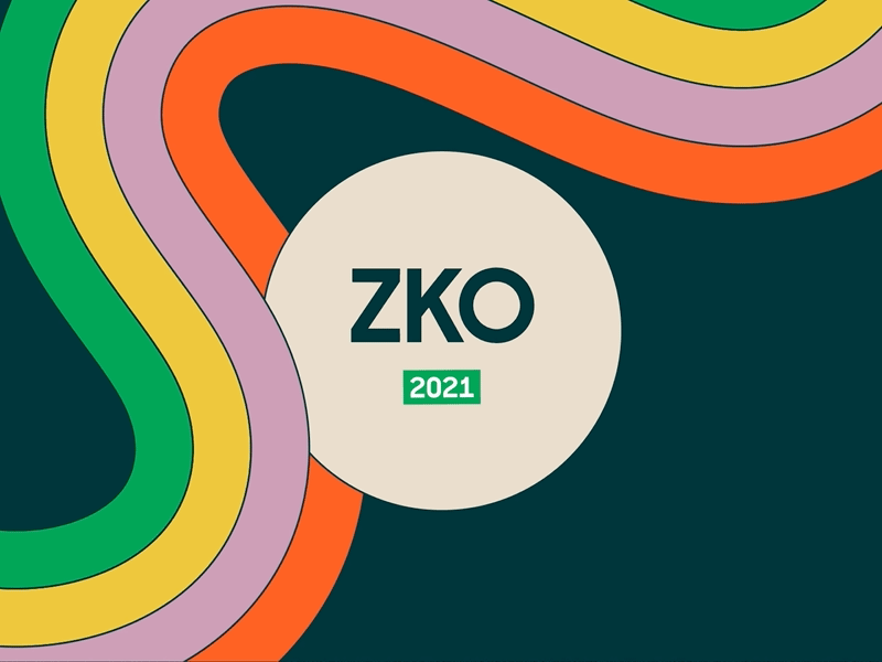 ZKO 2021 branding color block communication design kick off online online event rainbow retro san francisco zendesk