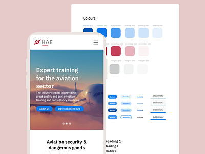 Aviation Training Website adobe xd buttons colour palette mobile website ui ui design ui elements user interface web design website design xd