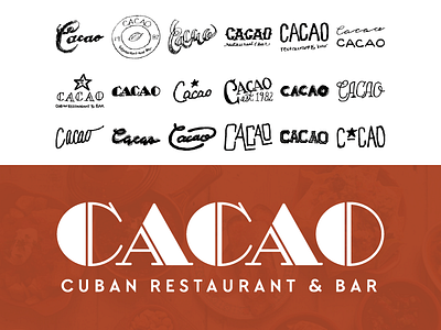 Cacao Cuban Restaurant and Bar Logo art deco brandmark cuban logo process wordmark