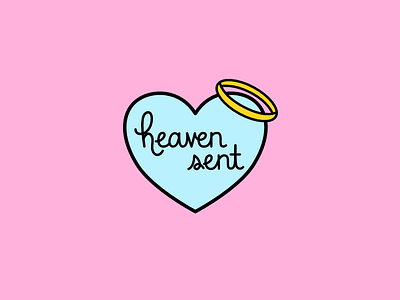 Heaven Sent angel art design enamel pin halo handlettering heart heaven sent illustration illustrator lettering merch patch tattoo