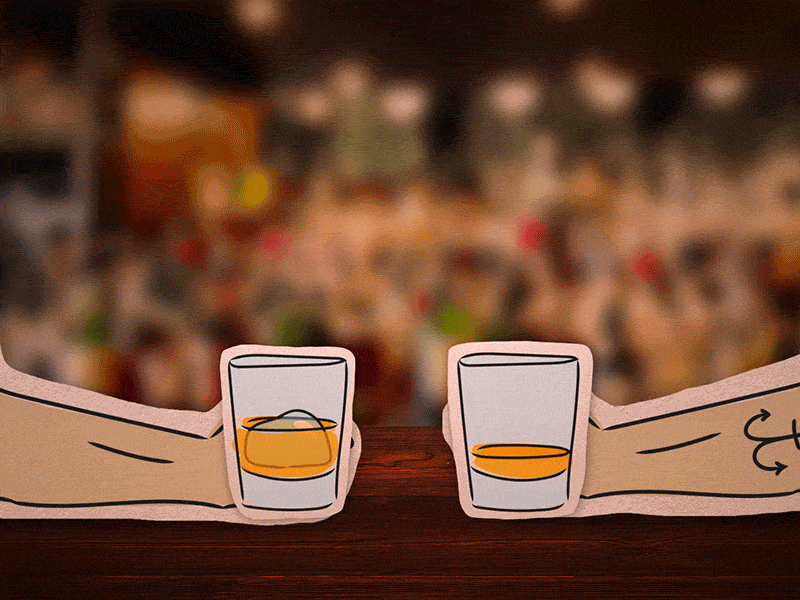 Cheers animation bar cheers drink motion design motion graphics tattoo whiskey