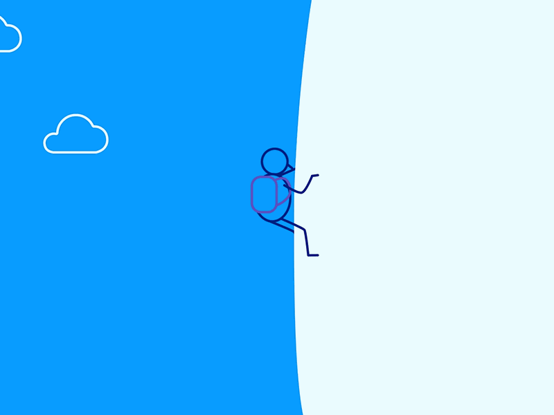 Cloud Right Intro climbing flag motion design motion graphics mountain climb simple character telstra titles