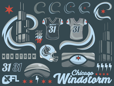 XFL Chicago Windstorm Logo Sheet chicago football logo sheet sports storm wind xfl